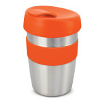 branded Express Cup Elite - Silicone Band, from our range of promotional Reusable Coffee Cups - Metal