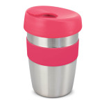 branded Express Cup Elite - Silicone Band, from our range of promotional Reusable Coffee Cups - Metal