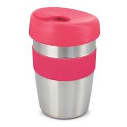 branded Express Cup Elite - Silicone Band, from our range of promotional Reusable Coffee Cups - Metal