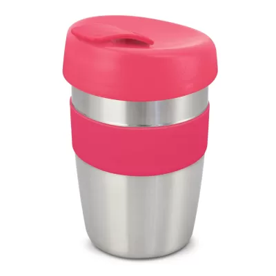 branded Express Cup Elite - Silicone Band, from our range of promotional Reusable Coffee Cups - Metal