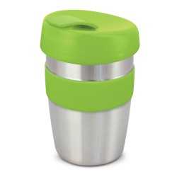 branded Express Cup Elite - Silicone Band, from our range of promotional Reusable Coffee Cups - Metal