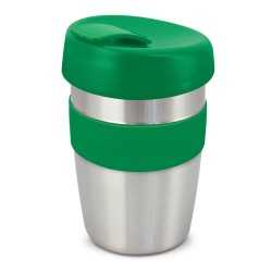 branded Express Cup Elite - Silicone Band, from our range of promotional Reusable Coffee Cups - Metal