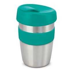 branded Express Cup Elite - Silicone Band, from our range of promotional Reusable Coffee Cups - Metal