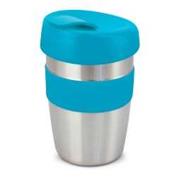 branded Express Cup Elite - Silicone Band, from our range of promotional Reusable Coffee Cups - Metal