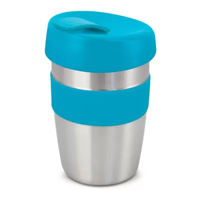 branded Express Cup Elite - Silicone Band, from our range of promotional Reusable Coffee Cups - Metal
