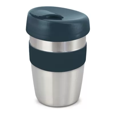 branded Express Cup Elite - Silicone Band, from our range of promotional Reusable Coffee Cups - Metal