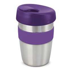 branded Express Cup Elite - Silicone Band, from our range of promotional Reusable Coffee Cups - Metal