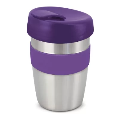 branded Express Cup Elite - Silicone Band, from our range of promotional Reusable Coffee Cups - Metal