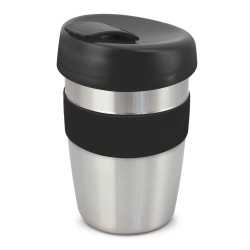 branded Express Cup Elite - Silicone Band, from our range of promotional Reusable Coffee Cups - Metal