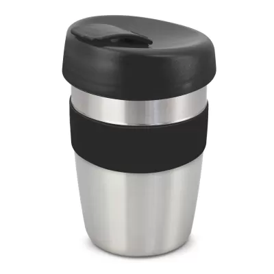 branded Express Cup Elite - Silicone Band, from our range of promotional Reusable Coffee Cups - Metal