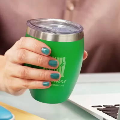 branded Verona Vacuum Cup, from our range of promotional Reusable Coffee Cups - Metal