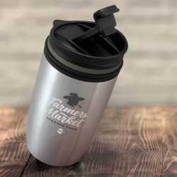 branded Vento Double Wall Cup, from our range of promotional Reusable Coffee Cups - Metal