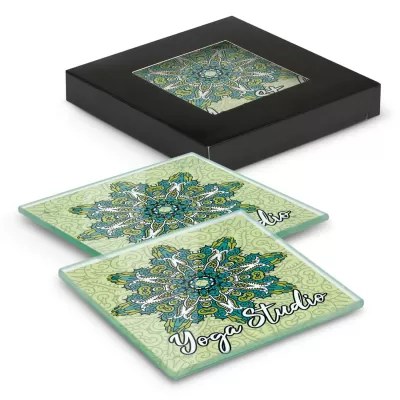 branded Venice Glass Coaster Set of 2 Square - Full Colour, from our range of promotional Coasters