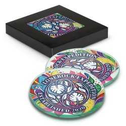 branded Venice Glass Coaster Set of 2 Round - Full Colour, from our range of promotional Coasters