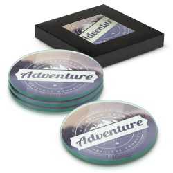 branded Venice Glass Coaster Set of 4 Round - Full Colour, from our range of promotional Coasters