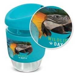 branded Nova Cup - Borosilicate 350ml, from our range of promotional Reusable Coffee Cups - Glass