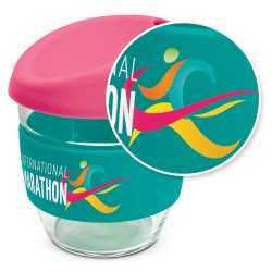 branded Nova Cup - Borosilicate 250ml, from our range of promotional Reusable Coffee Cups - Glass