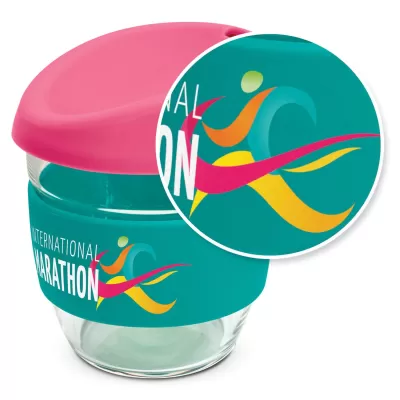 branded Nova Cup - Borosilicate 250ml, from our range of promotional Reusable Coffee Cups - Glass