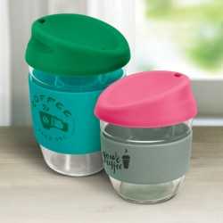 branded Nova Cup - Borosilicate 250ml, from our range of promotional Reusable Coffee Cups - Glass