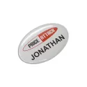 branded Button Badge Oval - 65 x 45mm, from our range of promotional Name &amp; Pin Badges