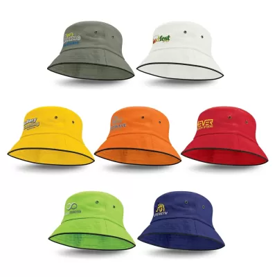 branded Bondi Bucket Hat - Black Sandwich Trim, from our range of promotional Wide Brim Hats