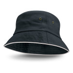 Wide Brim Hats  - Bondi Bucket Hat - White Sandwich Trim