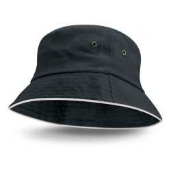 Wide Brim Hats - Bondi Bucket Hat - White Sandwich Trim