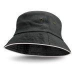 Wide Brim Hats  - Bondi Bucket Hat - White Sandwich Trim