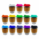 branded Carlo Glass Coffee Cup - Cork Band 340ml, from our range of promotional Reusable Coffee Cups - Glass