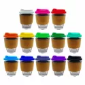 branded Carlo Glass Coffee Cup - Cork Band 340ml, from our range of promotional Reusable Coffee Cups - Glass