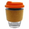 branded Carlo Glass Coffee Cup - Cork Band 340ml, from our range of promotional Reusable Coffee Cups - Glass