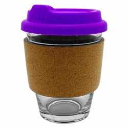 branded Carlo Glass Coffee Cup - Cork Band 340ml, from our range of promotional Reusable Coffee Cups - Glass