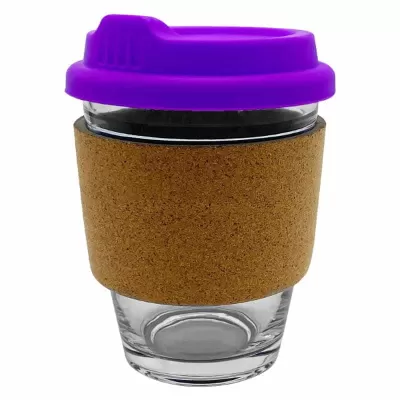 branded Carlo Glass Coffee Cup - Cork Band 340ml, from our range of promotional Reusable Coffee Cups - Glass