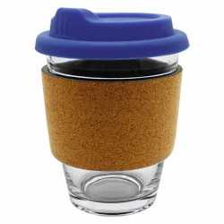 branded Carlo Glass Coffee Cup - Cork Band 340ml, from our range of promotional Reusable Coffee Cups - Glass
