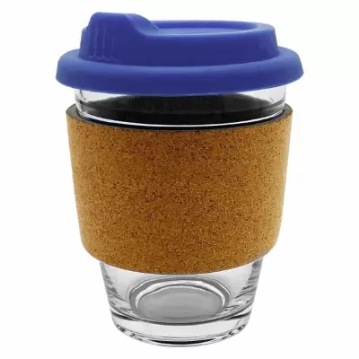 branded Carlo Glass Coffee Cup - Cork Band 340ml, from our range of promotional Reusable Coffee Cups - Glass