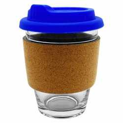 branded Carlo Glass Coffee Cup - Cork Band 340ml, from our range of promotional Reusable Coffee Cups - Glass