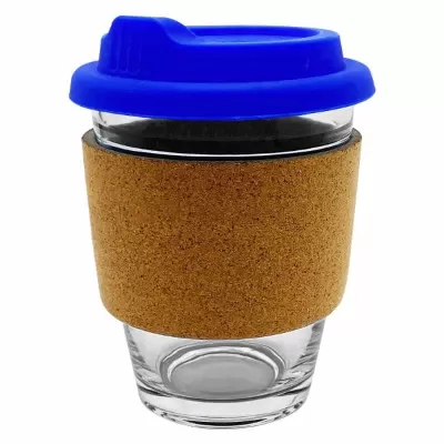 branded Carlo Glass Coffee Cup - Cork Band 340ml, from our range of promotional Reusable Coffee Cups - Glass