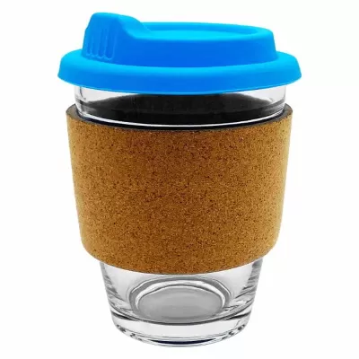 branded Carlo Glass Coffee Cup - Cork Band 340ml, from our range of promotional Reusable Coffee Cups - Glass