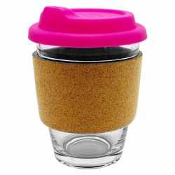 branded Carlo Glass Coffee Cup - Cork Band 340ml, from our range of promotional Reusable Coffee Cups - Glass