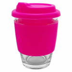 branded Carlo Glass Coffee Cup - Silicone Band 340ml, from our range of promotional Reusable Coffee Cups - Glass