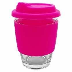 branded Carlo Glass Coffee Cup - Silicone Band 340ml, from our range of promotional Reusable Coffee Cups - Glass