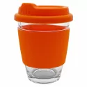 branded Carlo Glass Coffee Cup - Silicone Band 340ml, from our range of promotional Reusable Coffee Cups - Glass
