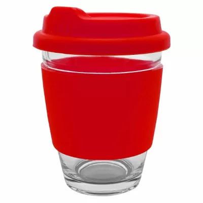 branded Carlo Glass Coffee Cup - Silicone Band 340ml, from our range of promotional Reusable Coffee Cups - Glass