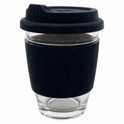 branded Carlo Glass Coffee Cup - Silicone Band 340ml, from our range of promotional Reusable Coffee Cups - Glass