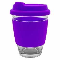 branded Carlo Glass Coffee Cup - Silicone Band 340ml, from our range of promotional Reusable Coffee Cups - Glass