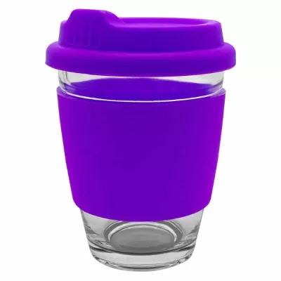 branded Carlo Glass Coffee Cup - Silicone Band 340ml, from our range of promotional Reusable Coffee Cups - Glass