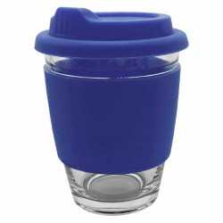 branded Carlo Glass Coffee Cup - Silicone Band 340ml, from our range of promotional Reusable Coffee Cups - Glass