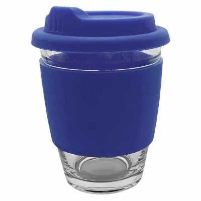 branded Carlo Glass Coffee Cup - Silicone Band 340ml, from our range of promotional Reusable Coffee Cups - Glass