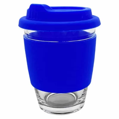 branded Carlo Glass Coffee Cup - Silicone Band 340ml, from our range of promotional Reusable Coffee Cups - Glass