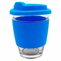 branded Carlo Glass Coffee Cup - Silicone Band 340ml, from our range of promotional Reusable Coffee Cups - Glass